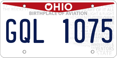 OH license plate GQL1075