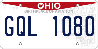 OH license plate GQL1080
