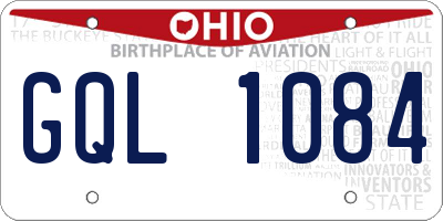 OH license plate GQL1084