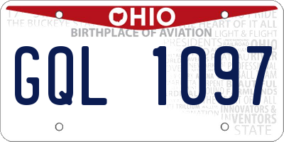 OH license plate GQL1097