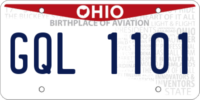 OH license plate GQL1101
