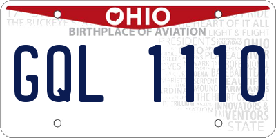 OH license plate GQL1110