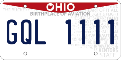 OH license plate GQL1111