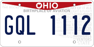 OH license plate GQL1112