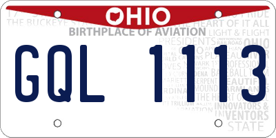 OH license plate GQL1113