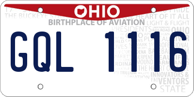 OH license plate GQL1116