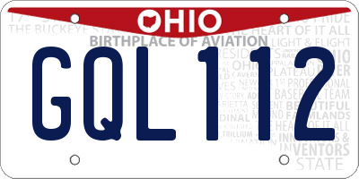 OH license plate GQL112