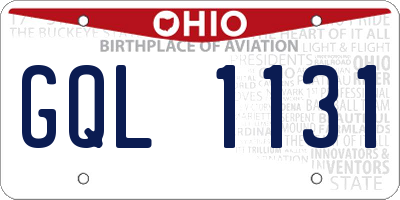 OH license plate GQL1131