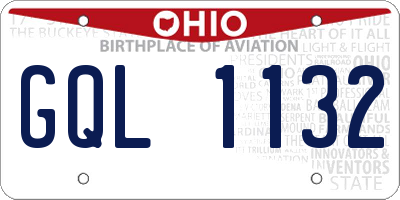 OH license plate GQL1132