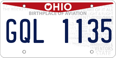 OH license plate GQL1135