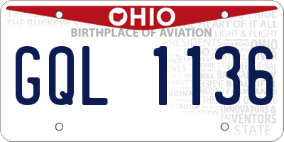 OH license plate GQL1136