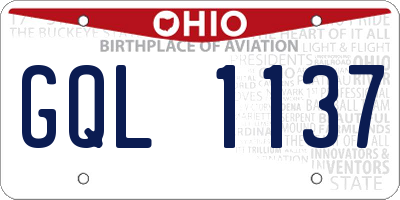 OH license plate GQL1137