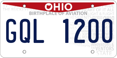 OH license plate GQL1200