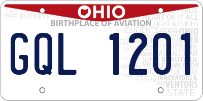 OH license plate GQL1201