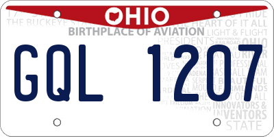 OH license plate GQL1207
