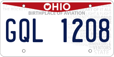 OH license plate GQL1208