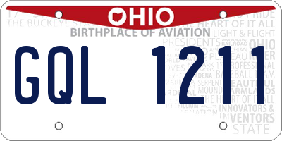 OH license plate GQL1211
