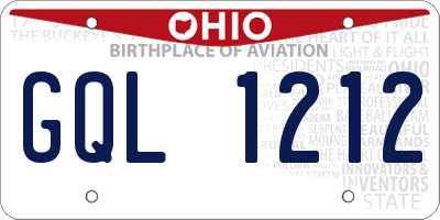 OH license plate GQL1212