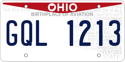 OH license plate GQL1213