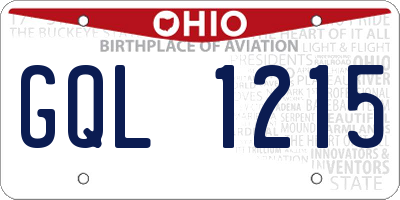 OH license plate GQL1215
