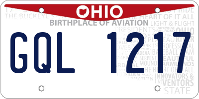 OH license plate GQL1217