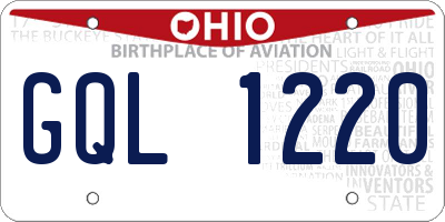 OH license plate GQL1220