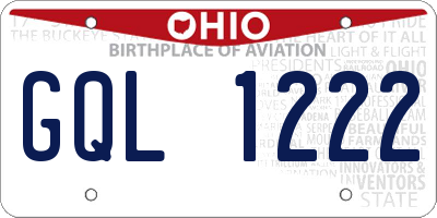 OH license plate GQL1222