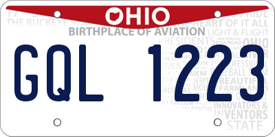 OH license plate GQL1223