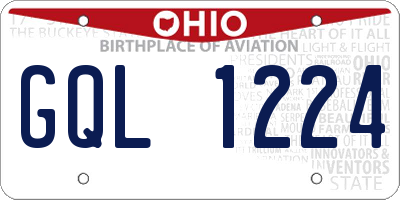 OH license plate GQL1224