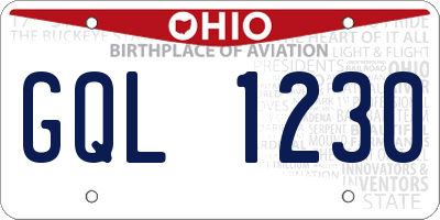 OH license plate GQL1230
