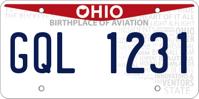 OH license plate GQL1231