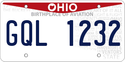 OH license plate GQL1232