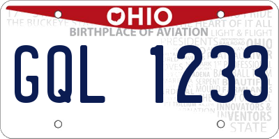 OH license plate GQL1233