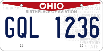 OH license plate GQL1236