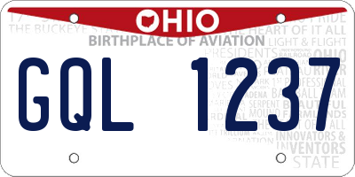 OH license plate GQL1237