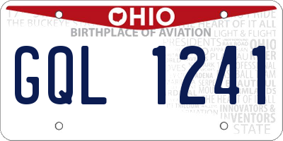 OH license plate GQL1241