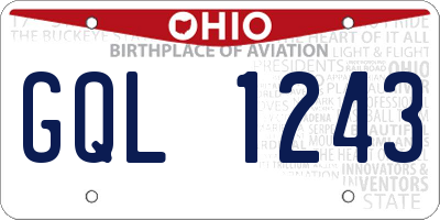 OH license plate GQL1243