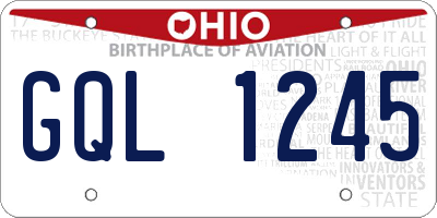OH license plate GQL1245