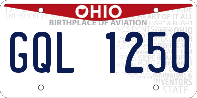 OH license plate GQL1250