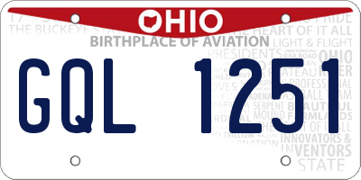 OH license plate GQL1251