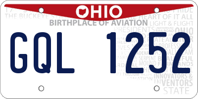 OH license plate GQL1252