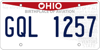 OH license plate GQL1257