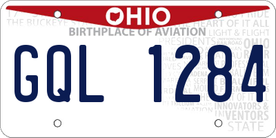 OH license plate GQL1284
