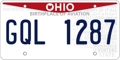 OH license plate GQL1287