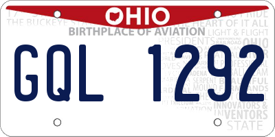 OH license plate GQL1292