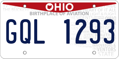 OH license plate GQL1293