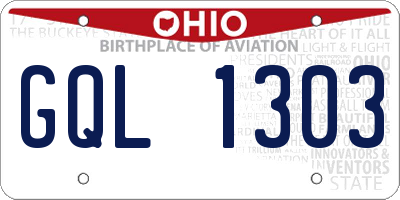 OH license plate GQL1303