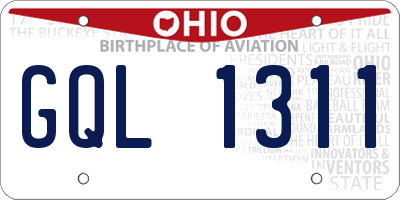 OH license plate GQL1311