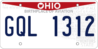 OH license plate GQL1312
