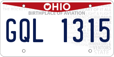 OH license plate GQL1315